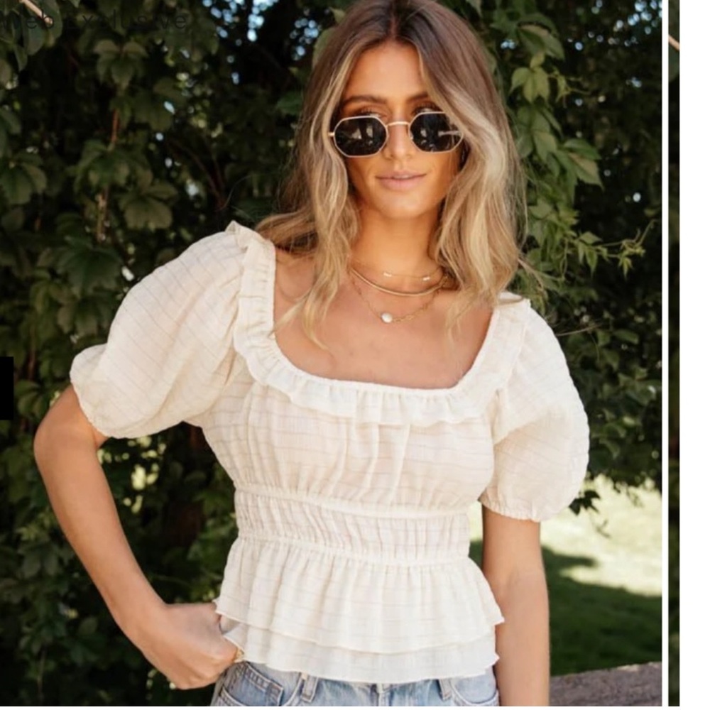 Lush Cream Ruffled Blouse - Picture 2 of 5